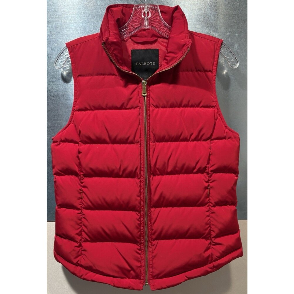 Talbots 75% Duck Down Puffer Barn Chore Vest Bright Brass Mock Neck XS
